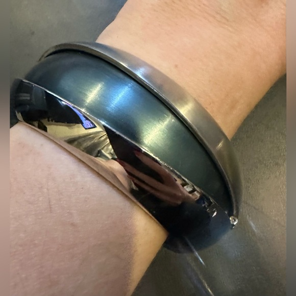 BREIL Stainless Steel Shiny Brushed Teal Bangle Convertible Bracelet - Picture 2 of 14